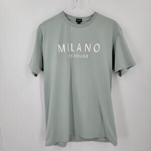 Milano Di Rouge Tee Mens Large Green Logo Short Sleeve Crew Neck Casual